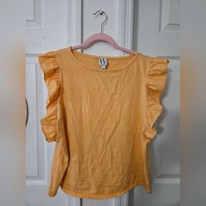 Worthington Orange Ruffle Sleeve Blouse